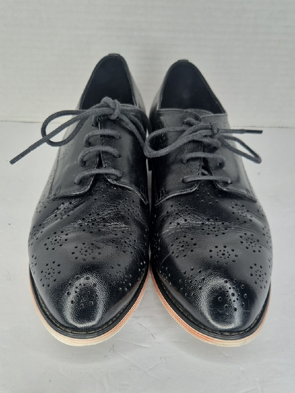 Black Leather Brogue Oxfords